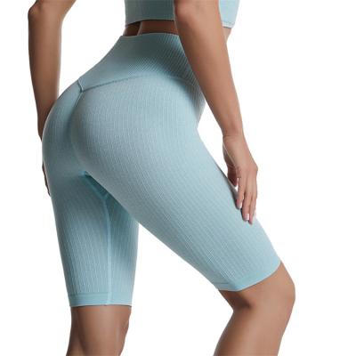 China High Waist Fashion Women Solid Color Yoga Pants Fitness Compression Sports Tights QUICK DRY Casual Women Ribbed Biker Shorts for sale