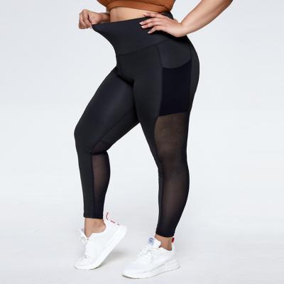 China Wholesale Custom QUICK DRY Plus Size Autumn High Waist Gaiters Refine Black Mesh Panel Insert Side Pocket Pants Gym Fitness Yoga Pants for sale