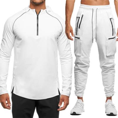 China 2021 Autumn And Winter New Custom Logo Men's Pullover Sports Casual Thin Two-Piece Working Suit Half Zipper Breathable Wear for sale