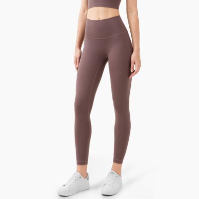 China 2021 new European and American viable ss no bare T-waist peach hip lulu yoga pants sports naked tight pants fitness for sale