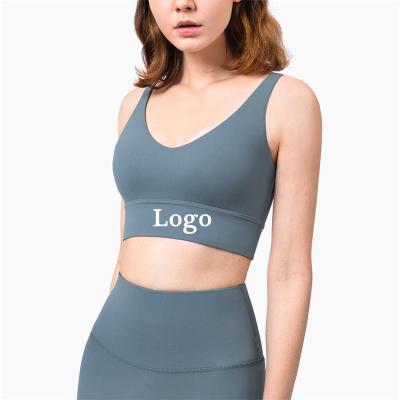 China 2021 New Skin-Friendly Four Way Sports Bra Deep V Deep V Back Charm Gather Yoga Underwear Fitness Vest for sale