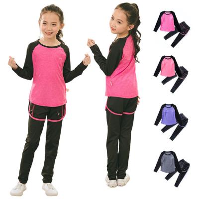 China Girls' Breathable Yoga Use Three-piece Suit 2021 Summer Autumn Models Big Kids' Fitness Suits Sports Children's Wear Set Gym Fitness for sale