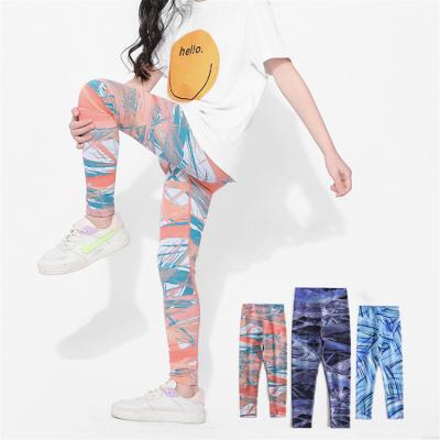 China Breathable Logo Big Kids Shark Butt Lift Custom Yoga Pants High Waist Marble Print Kids Yoga Leggings Girls Workout Gym Yoga Pants for sale