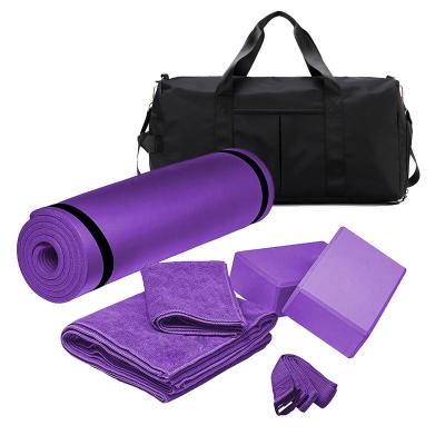 China Durable 7 Pieces Set Easy Beginner 10mm Yoga Mat With Yoga Block Towel Strap Fitness Gym Sports Yoga Mat Set for sale