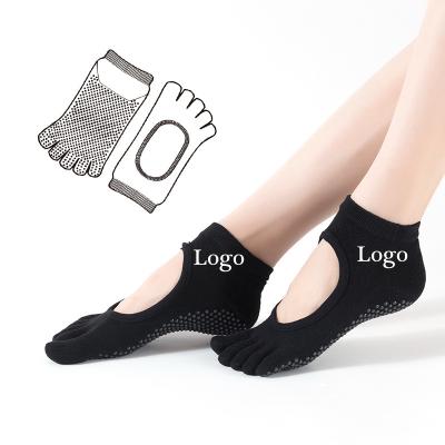 China Sale Breathable Whole Hole Yoga Hollowing Out Socks Prevent Toe Slippery Open Halter Full Finger Knocks Five Finger Socks Wholesale Custom Logo for sale