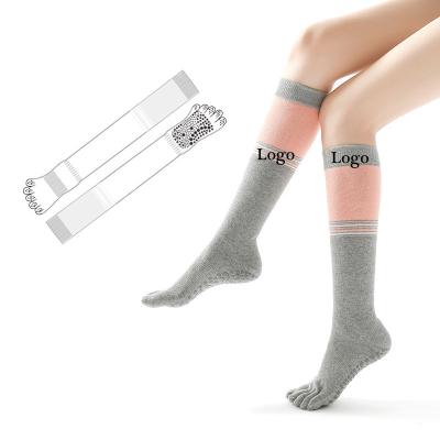 China Breathable Warm Non-Slip Yoga Women's Long Five-Finger Tube Socks Winter Over The Knee Slit Toe Dance Sports Socks for sale