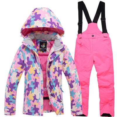 China Camouflage Kids Ski Suit Waterproof Warm Breathable Children Winter Printed Ski Jacket With Waterproof Pants High Quality Children Ski Suit for sale