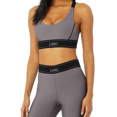 China High Quality Breathable SF Custom Ribbed Yoga Leggings V Back Bra Set Padded Breathable Suit Sports Fitness Jumpsuit for sale