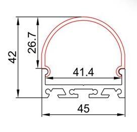 China LED aluminum profile PC cover led light profile for led strips, led channel,AL4542 aluminum extrusion profiles for sale