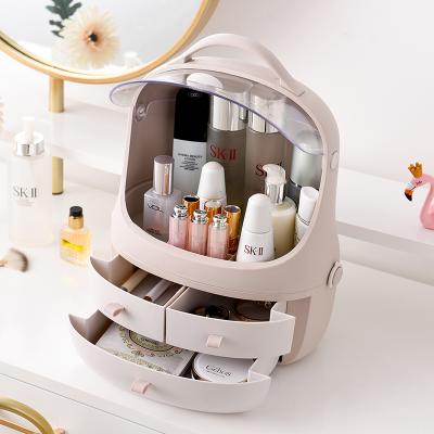 China Modern Transparent Portable Cosmetic Organizer Box Clean Makeup Container Storage Drawer Plastic Box for sale