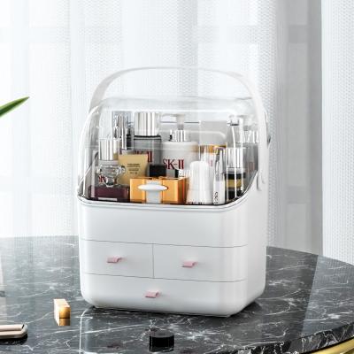 China Large Capacity Drawer Organizer 3 Layers Makeup Clean Storage Box Desktop Cosmetics With Mirror for sale