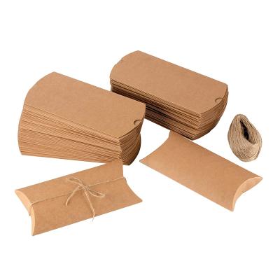 China Recycled Materials Custom Small Candy Cookie European Style Paper Boxes Party Gifts , Pillow Shaped Kraft Paper Boxes With String for sale