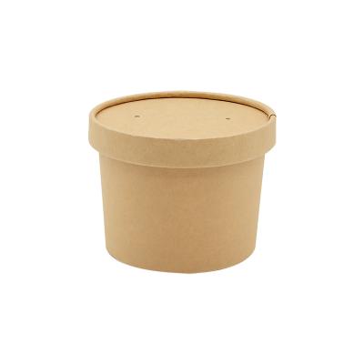 China Wholesale Waterproof Disposable Brown Kraft Paper Food Box Package Lunch Soup Box Take Away Biodegradable Box With Kraft Paper Cover for sale