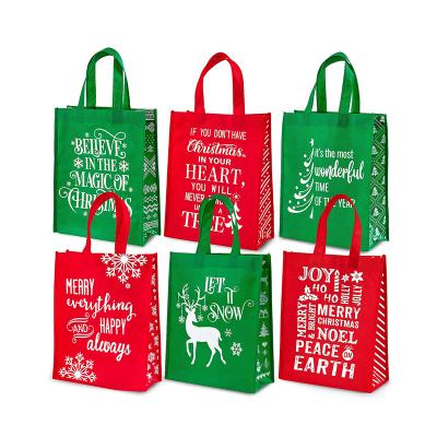 China Cheap Custom Designed Recyclable Recycled Nonwoven Bags, Christmas Gift Tote Bags With Handles, Reusable Nonwoven Shopping Bags for sale