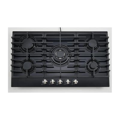 China Hotel China 5 Burner Built-in Gas Hob Gas Cooktop With Glass Top for sale