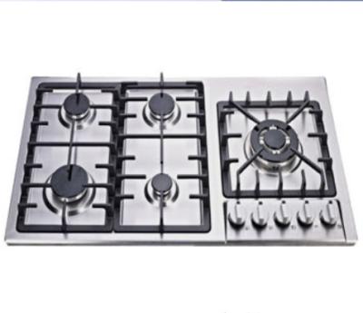 China Hotel Home Appliance Stainless Steel Panel Built In 5 Burner Gas Cooker for sale