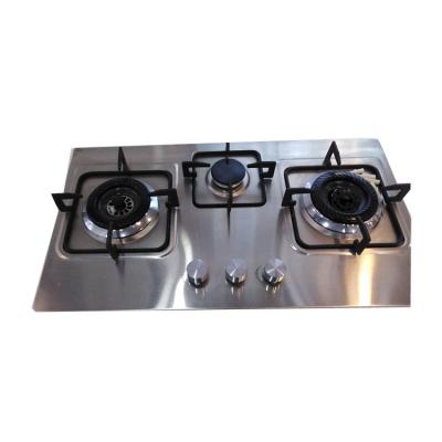 China Hot Sale Hotel Kitchen Appliances Stainless Steel Gas Stove 3 Built-in Burner for sale