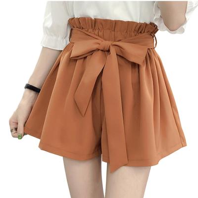 China wholesale de mujeres de Para de cortos de Pantalones Anti-Wrinkle 2022 Casual High Waisted Bow Tie Summer Shorts Workout Cotton Wide Leg Spandex For Women for sale