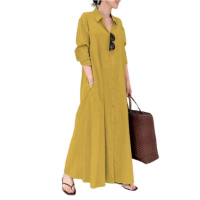 China 2022 summer women fashion drop vestidos elegant canvas ladies casual dresses 100% anti-static maxi long dress for sale