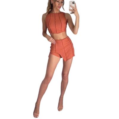 China Wholesale QUICK DRY 2022 Summer Women's Sets Ladies Solid Color Casual Sports Fashion Ladies Reverse Wear Two-Piece Pants Suit Skirt for sale