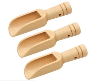 China Sustainable Mini Wooden Candy Buffet Spoon Cooking Measuring Dish Wooden Bamboo Small Scoop For Bath Salts for sale