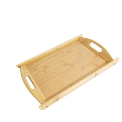 China Luxury Bamboo Serving Tray, New Natural Decorative Wood Tray Serving, Bamboo Tray with Design Handle for sale