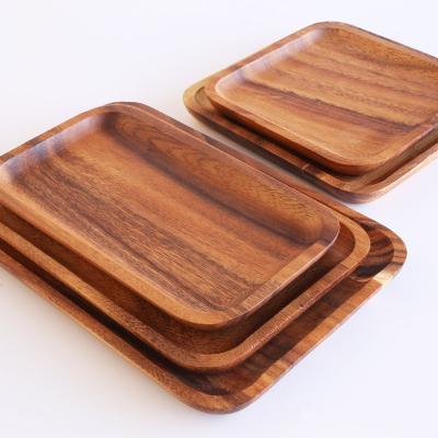 China Luxury Deep Color Dinner Dishes , Wholesale Walnut Wood Custom Shape Dining Serving Tray for sale