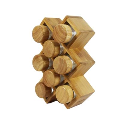 China Viable Bamboo 8 Filled Spice Rack With Bottle for sale