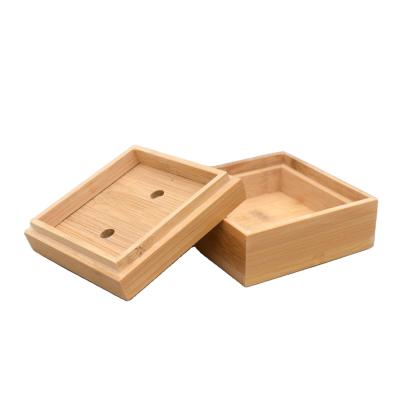 China Flip Up Bathroom Water Drain Sustainable Tray Soap Dish, Handmade 100% Bamboo Wooden Soap Holder Box for sale