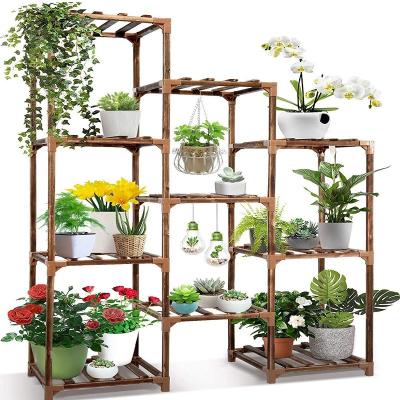 China Modern Bamboo Plant Stand Flower Shelf, Organizer Large Capacity Display Shelf Storage Rack for sale