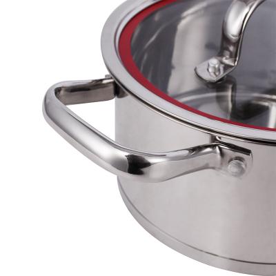 China 201/304 Sustainable High Quality Red Line 6 PCS Cookware Set Soup Stainless Steel Pot Easy To Clean And Use for sale