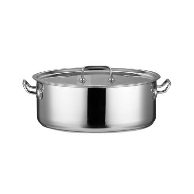 China Factory Direct Selling Stainless Steel High Quality Straight Double-Layer Bottom Short Soup Pot For Hotel And Restaurant Supplies for sale