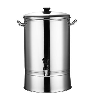 China Modern Simple Stainless Steel Thermos Bucket Water Barrel Pot Milk Tea Bucket With Faucet Lid Hotel Supplies for sale