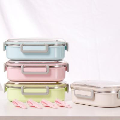 China Freshness Preservation Stainless Steel Storage Container Lunch Box Bento Tiffin Box Food 2 Leakproof Compartment for sale