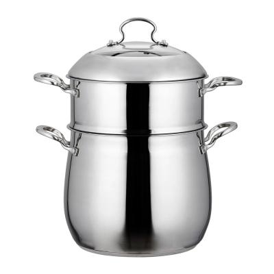 China 304 ZHONGWEI stainless steel durable large volume soup steaming pot cooking pot with double handles for sale