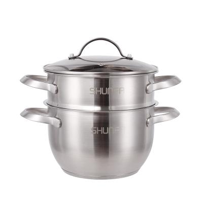 China 304 Multifunctional High Quality Viable Stainless Steel 2 Layers Cooking Pot Steamer Pot Stock Pot Easy To Use And Clean for sale