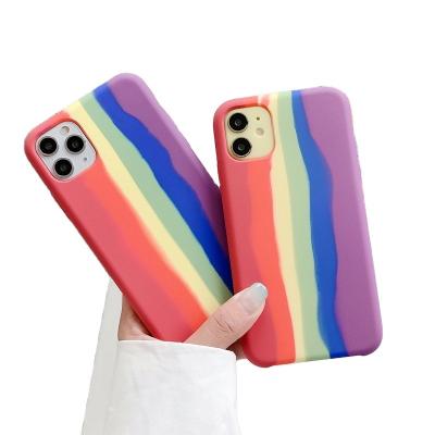 China 2022 shockproof new style silicone rainbow phone case for Iphone 12 13 promax protective back cover for sale