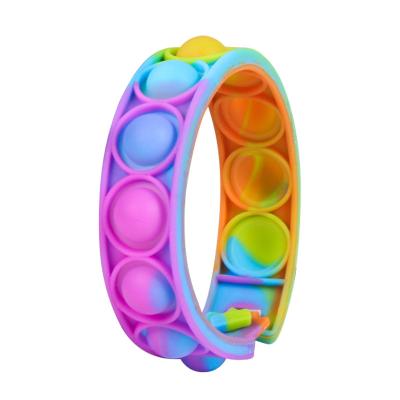 China Decompression Push Noise Bubble New Toy Wristband Bubbles Fidget Sensory Toys For Adult Relaxation Finger Bubble Silicone Wristbands for sale