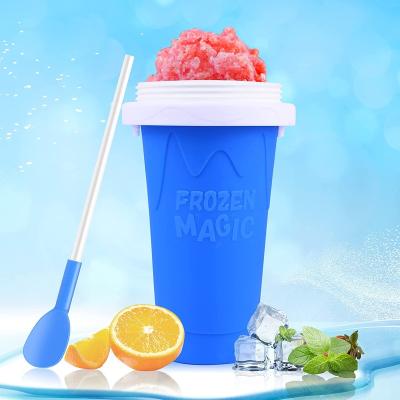 China Stored Soggy Maker Cup Squeezing Frozen Magic Smoothies Cup Double Layer Silica Ice Cream Maker Milkshake Cup for sale