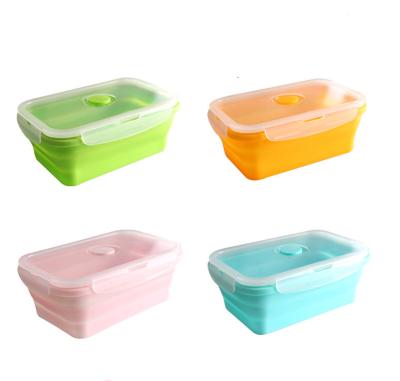 China Viable Collapsible Collapsible Food Meal Prep Lunch Box Containers Silicone Storage Bins Lunch Boxes Set 4 Packs for sale