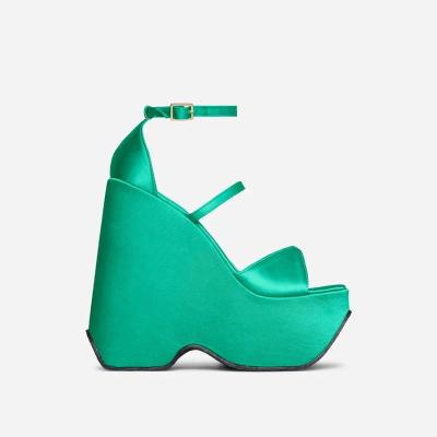 China Fashion EVERGREEN wedge toe lux fabric open sandals for women or guys sexy wedges for sale