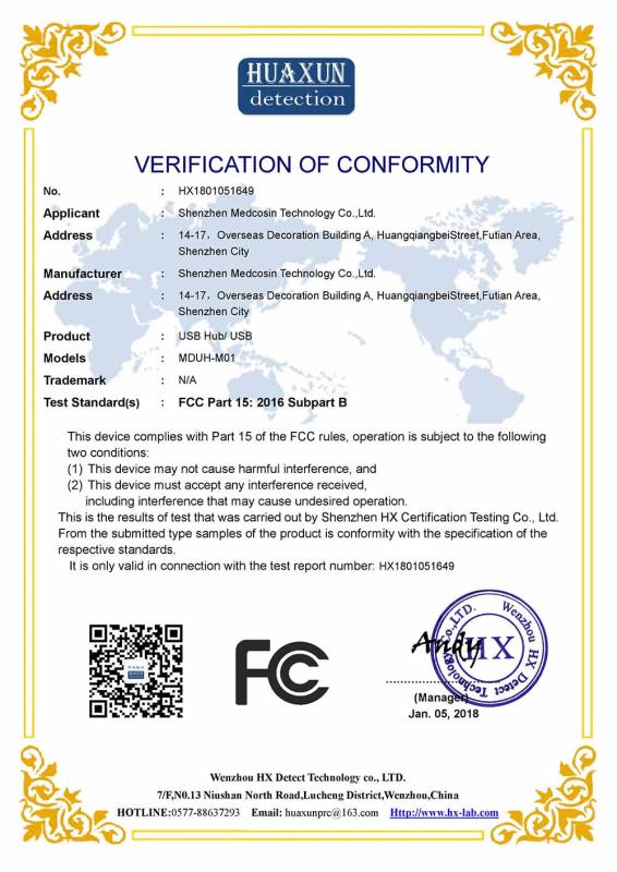 FCC - Shenzhen Medcosin Technology Ltd.