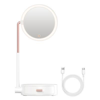 China ABS+Aluminum alloy+Glass BASEUS Night Light Smart Bedroom Eye Protection Makeup Mirror Foldable LED Desk Lamp for sale