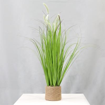 China PVC Artificial Cattail Foxtail Viridis Thatch Grass Bonsai Thatched Bonsai Trees Wedding Decorative Potted Hotel Plant for sale