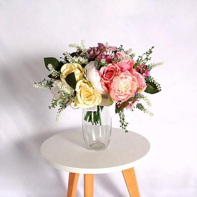 China High Quality Real Touch Artificial Flowers Rose Bouquet For Wedding Wholesale Home Decoration Cheap Artificial Flower QH-SP1243 for sale