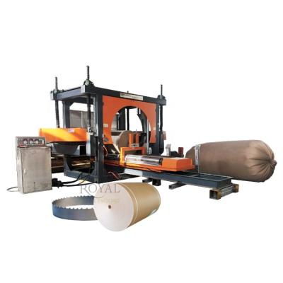 China Garment Shops Automatic Industrial Elephant Roll Band Sawing Machine Paper Slitting Machine With Stripping Machine for sale