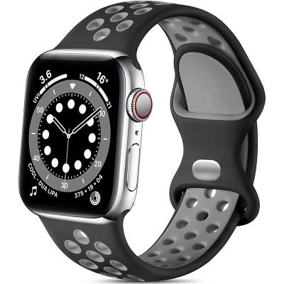 China New Fashion Men's Luxury Popular Women \ Dress Fashion Apple Watch Strap Sport Silicon Watch Band Rubber Breathable Band Series 7 Se 6 5 4 for sale