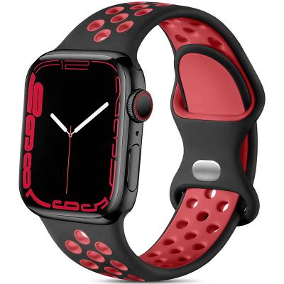 China Fashion \ Dress Luxury Popular Factory Price With Air Holes Silicon Sports Smart Watch Band For Apple Watch Series 7 6 5 4 3 2 1 Se for sale