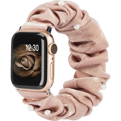 China Hot Selling Soft Elastic Nylon Watch Strap Scrunchie Women Girl Replacement Watch Band Strap For Apple Watch Band for sale