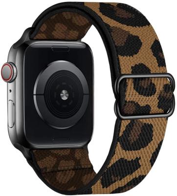 China Soft Elastic Nylon Woven Watch Strap Elastic Watch Band For Apple Watch Straps For Leopard Pattern Stretch Apple Watch Bands for sale